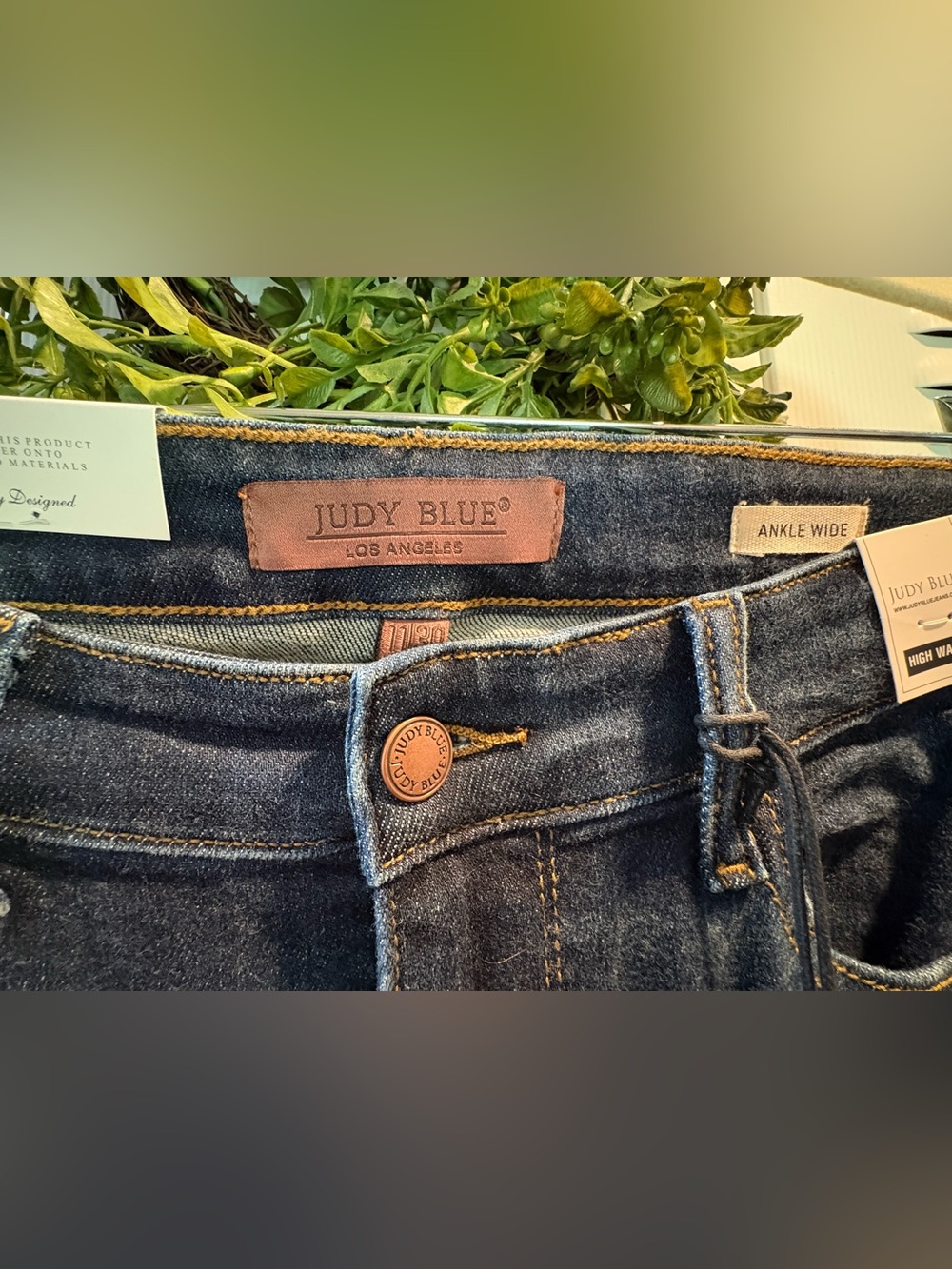 NWT Judy Blue High Rise Ankle Wide Leg Jeans 11/30 Dark Wash Stretch - Picture 3 of 4